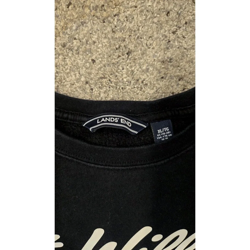Lands End Comiskey Park Sweater Black Baseball Graphic Youth XL Chicago